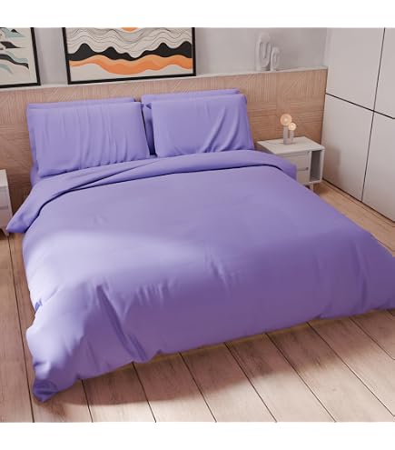 Prime Linens Set copripiumino king size in poliestere e cotone, 4 pezzi, 1 copripiumino, 2 federe e 1 lenzuolo con angoli inclusi, lavabile in