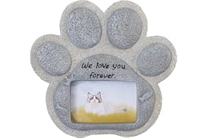 QSLKI Hund oder Katze Gedenkgeschenke, Pet Paw Print Andenken, Harz Haustier Gedenkstein, personalisierte Hund oder Katze Grabstein, personalisierte Haustier Grabstein Denkmäler