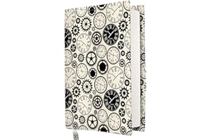 KAPAX Funda para libro, funda de tela lavable e impermeable para libros de tapa dura, protector de libro acolchado, modelo Clock, talla M