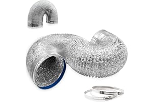 Brogachy Ø100mm Condotti Tubo Flessibile in Alluminio,Lunghezza 3m, tubo cappa cucina,per Aerazione Domestica, Hydroponics,Asciugatrice e Condizionatore d'aria……