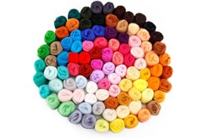 Doxiru 96 Pieces 10.2 oz Needle Felting Wool, 48 Colors Wool Roving Yarn, Fiber Wool Roving for Beginners, Hand Felting Supplies, 3 g/Pack