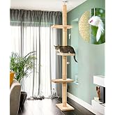 Arbre à Chat Hauteur 143 cm, avec 4 Poteaux à Griffer, 2 Plateformes, 1