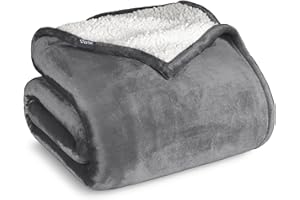 Bare Home Coperta Sherpa 220 x 240 cm in Grigio Scuro - Coperta soffice e morbida per divano e letto - Calda, leggera e reversibile - Certificata OEKO-TEX