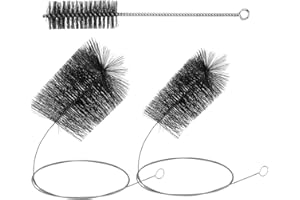 Sinmoe 3 Stück Ofenbürsten Set - 80 mm 160 mm Ofenrohrbürste aus Nylondraht mit 2 m Flexibler Schubstange und 40 mm Rohrbürste aus Stahldraht für Reinigung von Kesseln Kaminrohren Schornsteinen