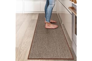 KIMODE Kitchen Rugs 20"x47",Non Slip Washable Kitchen Runner Rugs,Absorbent Natural Kitchen Mats for Floor Front of Sink,Farmhouse Rugs for Kitchen Floor, Front of Sink, Bathroom, Laundry Room Brown