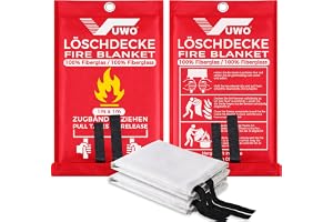 vuwo Brandfilt nödfilt för hem - 2 förp Glasfiber återanvändbar brandfilt nödfilt och kök är desighed för nödsituationer att använda i hem kök skåpbil bil husbil bil kontor garage（1m x 1m）