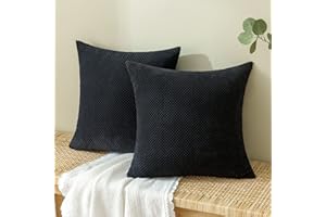 EMEMA Sztruksowa poszewka na poduszkę, dekoracyjne poszewki na poduszki, na kanapę, do salonu, zestaw 2 sztuk, 40 x 40 cm, kolor czarny