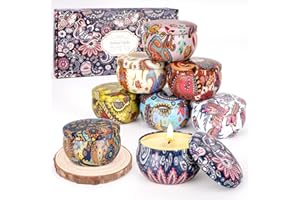 KERCAMKEL Lot de 8 Bougies Parfumées Cadeau pour Femme, Bougies Parfumée Noel Decoration avec Base en Bois, Cire de Soja Naturelle, Coffret Cadeau Femme pour Anniversaire,Noël