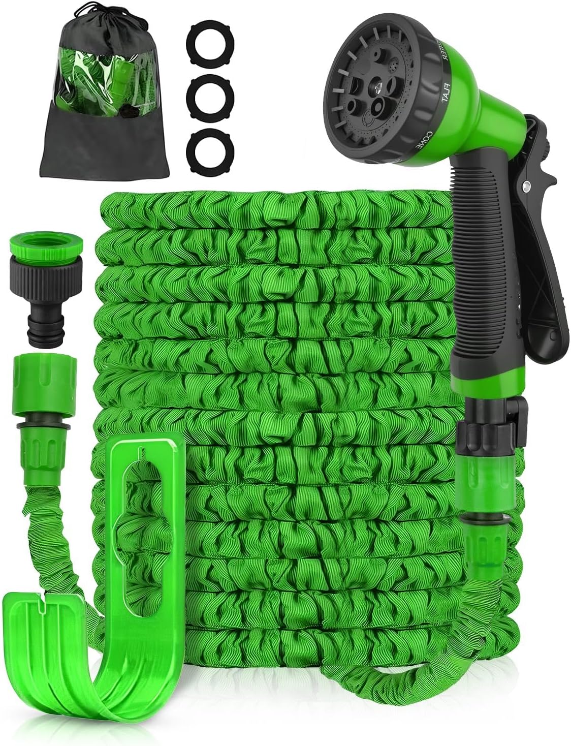 Evviee 100FT Expandable Garden Hose,Garden Hose Pipe with 3/4", 1/2" Fittings, Leakproof with 8 Function Flexible Hose Pipe, Anti-Leakage Latex Core Hosepipe (30M)