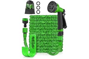 Evviee 100FT Expandable Garden Hose,Garden Hose Pipe with 3/4", 1/2" Fittings, Leakproof with 8 Function Flexible Hose Pipe, Anti-Leakage Latex Core Hosepipe (30M)