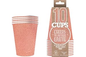 ORIGINAL CUP Pack de x10 Gobelets Scintillants Roses Dorés | Gobelets Américains 53cl avec Paillettes | Beer Pong Qualité Premium | Verres Recyclables Ultra Résistants en Carton | Créé par OriginalCup®