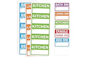 HEBAYY 300PCS Home Moving Labels, 5 Color Coding Labels Packing Box Stickers with 50 Fragile Stickers & 50 Blank Ones (Each Measures 2” x 3.6”)
