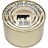 DREISTERN Rindfleisch im eigenen Saft 400g I leckeres Rindfleisch in der praktischen recycelbaren Goldlackdose I köstliches R