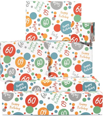 ADQUATOR Carta Regalo 60° Compleanno: 5 Fogli Oro Rosa E Rosa, 50x70 Cm, Per Donne E Amiche