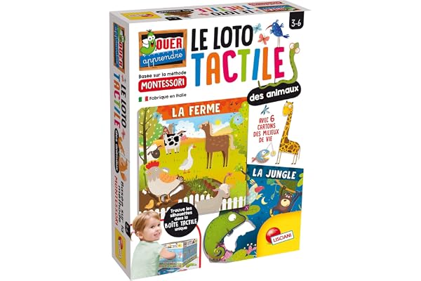 Liscianigiochi Jeux EDUCATIFS – Montessori Plus Le Loto Tactile des Animaux – FR72460, Blanc