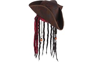 DEGUISE TOI Cappello da pirata marrone con capelli per adulto