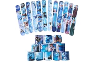 HENKODO Eiskönigin - Pulsera de chupito para niños, 12 princesas, pulsera de slap bands, pulsera de chismes, multicolor, regalo de cumpleaños para niños, niñas, cumpleaños, fiesta, graduación, fiesta de