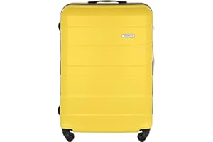 BARRENS Valigia Grande Rigida Trolley da Stiva XL 77 cm ABS con 4 Ruote Bagaglio Valigie Leggera 91 L Organizzazione Fino a 23 kg (Giallo)