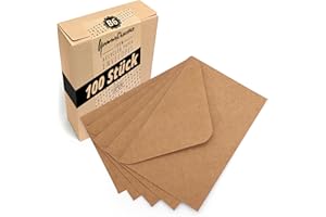 Japun - sobres (100 piezas) de papel kraft vintage marrón, sobre sin ventana - DIN B6-175 x 125 mm