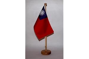 Buddel-Bini Taiwan Tischflagge 15x25 cm in Profiqualität, wahlweise mit oder ohne 42 cm Massivholz - Tischständer