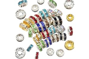 TOAOB THE ONE AND ONLY BABY TOAOB 400pcs Perles Rondelles de Couleur Mélangée Perles Intercalaires en Métal 6mm 8mm avec Strass pour Fabrication de Bijoux Collier Bracelet DIY Artisanat