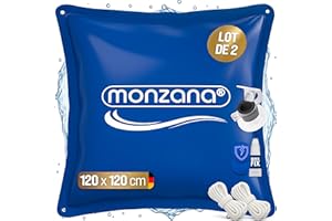MONZANA® 2X Coussin de Piscine hivernage XL Corde PVC -20°C Double Couture 4 Oeillets Coussin Gonflable Oreiller Piscine Coussin Flottant Valve air
