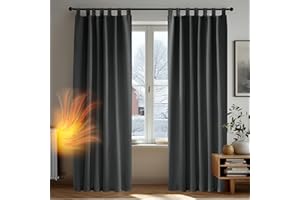 ‎DECONOVO Deconovo Vorhänge mit Schlaufen Verdunklungsvorhänge 2er Set H175 x B140 cm Gardinen Blickdicht Wohnzimmer Curtains mit ösen Verdunkelung Dunkelgrau