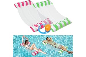 Coikes Lot de 2 Hamac Flottant Piscine avec Pompe à air Manuelle 4 -en-1 Pliable Hamac Gonflable portatif pour Flotteur de Piscine Multi Usage Hamacs d'eau Flotteur pour Adultes Piscin, Plage, Partie
