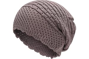 ZLYC Bonnet souple en crochet pour femme - Doux et léger - Tête de mort - Bonnet en tricot extensible