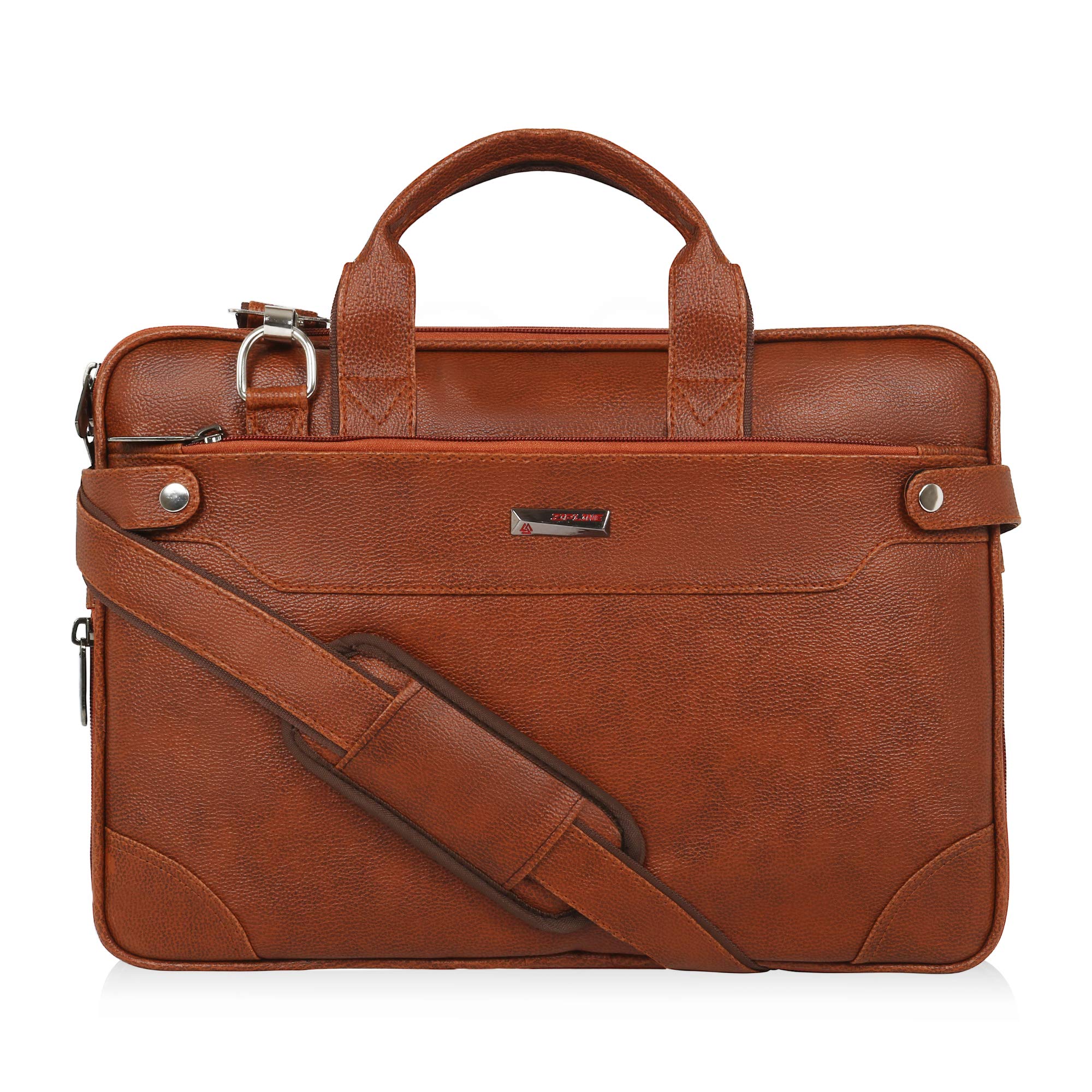 Zipline Faux Leather laptop bag for Men - Fits 14/15/15.6 inch Laptop/Tablet Messenger office Bags For Men (1-Tan Bag)