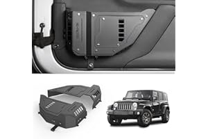 SHEAM Metal Front Door Pocket Storage Box with Cup Holder Compatible with 2018-2024 Jeep Wrangler JK 2/4 Door 4XE Gladiator JT, Door Side Insert Organizer Box Interior Accessories - 2PCS