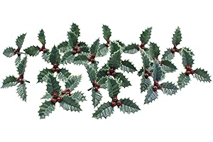 EVELAY Holly Cake Toppers Merry Christmas Cake Decoration Cupcake Topper Multi Purpose Decoration(20 Mini Holly)