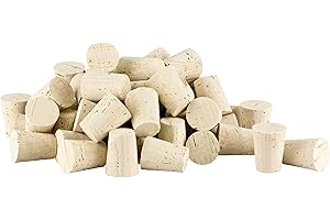 KORK-DEKO 100 tappi conici in sughero per bottiglie 32 x 25/20 mm (lunghezza: 32 mm, diametro: 20-25 cm). Tappi di sughero naturale per la chiusura di bottiglie di vino, bottiglie per bevande o tappi da chiusura (per tappare) per altri contenitori (vetro) con un diametro interno di circa 18-24 mm)