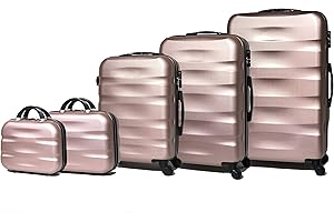 CELIMS Französische Marke – Set mit 5 Koffern aus festem Material, Roségold (5806), Lot