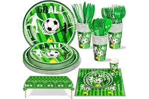 Nkaiso Partygeschirr Kindergeburtstag,141Stück Fussball Deko Geburtstag Pappteller Party Set mit Geschirr, Pappbecher, Servietten für Baby Shower Geburtstag Mädchen Junge Mottoparty-20 Gäste
