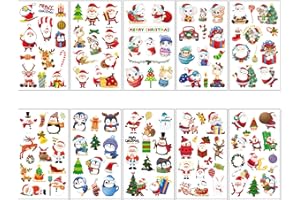 YAAVAAW Christmas Temporary Tattoos for Boys,Girls,Kids,10 Sheets Kids Tattoos Waterproof Xmas Santa Claus Snowman Elk Tattoo Stickers for Children's Stick on Tattoos Christmas Birthday Theme Party Bag Filler