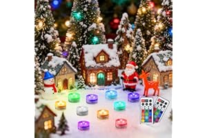 IMODOMIO Mini Submersible LED Tea Lights - Waterproof Flameless Led Lights Battery Powered, Small Led Candle Light for Halloween Pumpkin, Vase, Hot Tub, Pool, Party, Lantern, Wedding Decor (Multi-Colored)