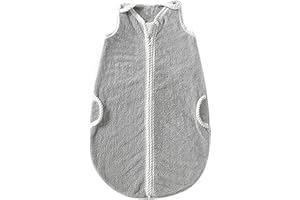 LILBESTIE Baby Sleeping Sack, Winter Warm Coral Fleece Wearable Blanket Plush Newborn Sleeping Bag with 2-Way Zipper for Infant Boys Girls-Grey-S(0-3 Months)