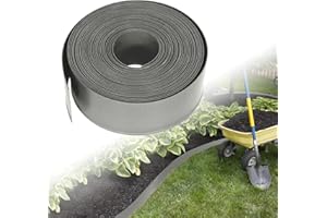 AufuN Rasenkante Elastische Beeteinfassung Rund, Gartenumrandung Robustes Beetumrandung für Kurven, Unsichtbar Lawn Edging aus stabilem Plastik(20m x 12cm，Grau)