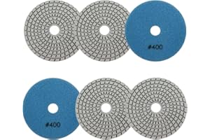 Almohadillas Pulidoras Diamantadas Húmedas 4"/100mm - 6piezas Grano 400 Discos Pulido para Granito Mármol Piedra Artificial Cuarzo para Amoladora Angular SANLEETEK