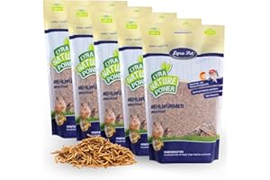 Lyra Pet® 5 x 1 kg de vers de Farine séchés | Nourriture Riche en protéines | pour Oiseaux Sauvages, rongeurs, Reptiles & Poissons | Source d'énergie pour Insectivores | Vitamines & minéraux