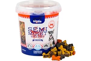 Frigera Semi-Moist Soft Treats Mix Huesos 500g – Snacks Blandas para Perros, Deliciosa Recompensa para el Entrenamiento y Entre Comidas, Producido en Bélgica