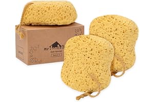 myHomeBody Bath Sponge, Foam Loofah Sponge, Body Sponge for Shower – Large Size, Lots of Lather, Curvy, 3 Pack