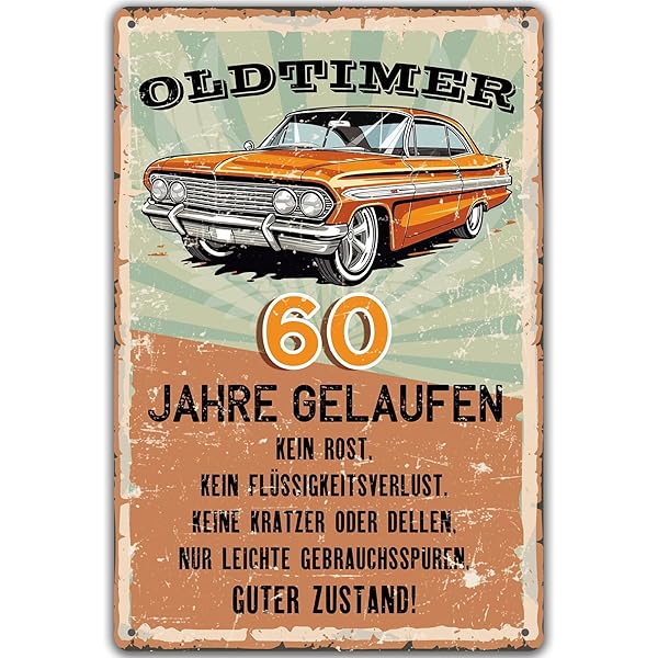 LANOLU Blechschild 60 Schild Geburtstag - 60er Schild ORIGINEEL - Decoratie 60e verjaardag man, 60e verjaardag decoratie, grappig verjaardagsbord 60 als verjaardagskaart 60 - Metalen bord 15x20cm