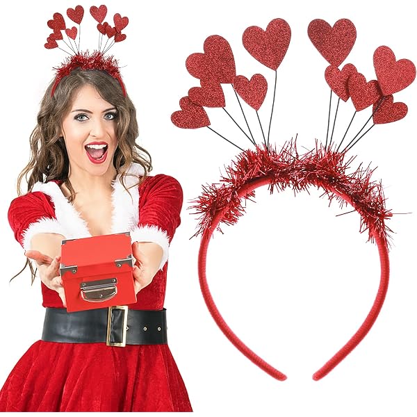 Produktbild von LOMUG 2 Stück Herz Stirnbänder Glitzer Herz, Valentinstag Haarreif