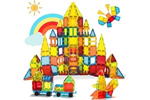 W WISE BLOCK Bloques de Construcción Magnéticos 131 Piezas con 2 Coches, Stem Juguetes construcciones magneticas para 3 4 5 6 7 8 años niño niña