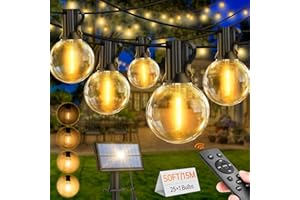 LIGHT-BRIGHTLY Catena Luminosa Esterno Solare 15M con Telecomando - 25+1 G40 LED Luci Solari Esterno Impermeabile Timer 3 Modalità Dimmerabile Luci Esterno Giardino per Terrazza Gazebo Feste Matrimonio