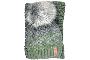 kennydoo Mütze & Schal Set I 2 teilig I Damen Kombi - Beanie mit großem Bommel und Loop I kuschelig gestrickt