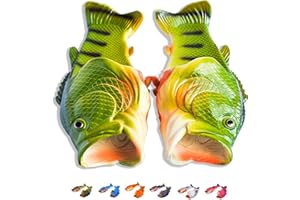 Coddies Fish Flops - The Original Fish Slippers - Funny Gift, Christmas Fishing Gift, Unisex Sandals, Flip Flops, Bass Slides, House Shoes & Shower Sliders - Men, Women & Teens