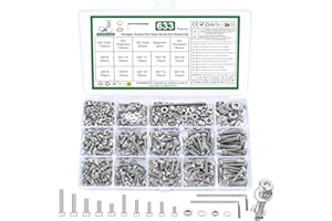 YOUYIDUN 633 Pcs M3 M4 Nuts and Bolts Set, Hex Socket Head Cap Screws Bolt and Nut, Assorted bolts and nuts and Washers Assortment, DIN912 Machine screws set, Hex Socket Cap Head Screws Bolts Set